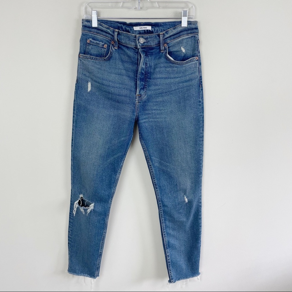 GRLFRND Karolina Button Fly Distressed Skinny Jeans SixPence Wash Size 30